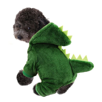 Pet Dog Halloween Costume Dog Clothes for Small Dogs Funny Dinosaur Cosplay Costume Winter Warm Cat Coat Fleece Hoodies Sweater