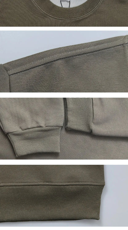 400g Heavy Weight Round Necked Sweatshirts Loose Solid Color  for Spring Autumn Men women's Casual Sports Top Pullover M-4XL