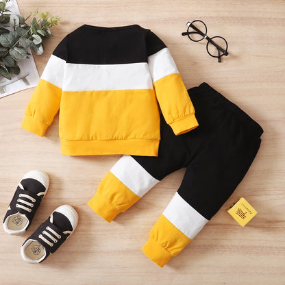 Newborn 0-2 Years Baby Boy Suit 2PCS Clothes Print Long Sleeve T-shirt Top + Long Pant Set Sport Casual Autumn Outfit Clothing