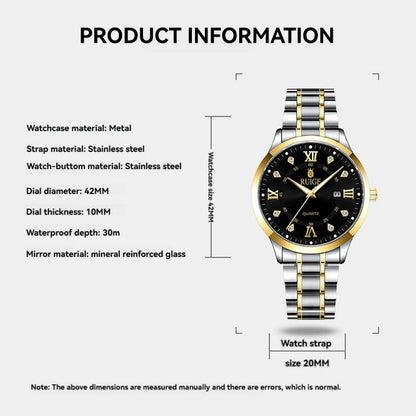 RUIGE Fashion Men's Watch Roman Scale Minimalist Men's Famous Watch Night Glow Waterproof Trendy Watch