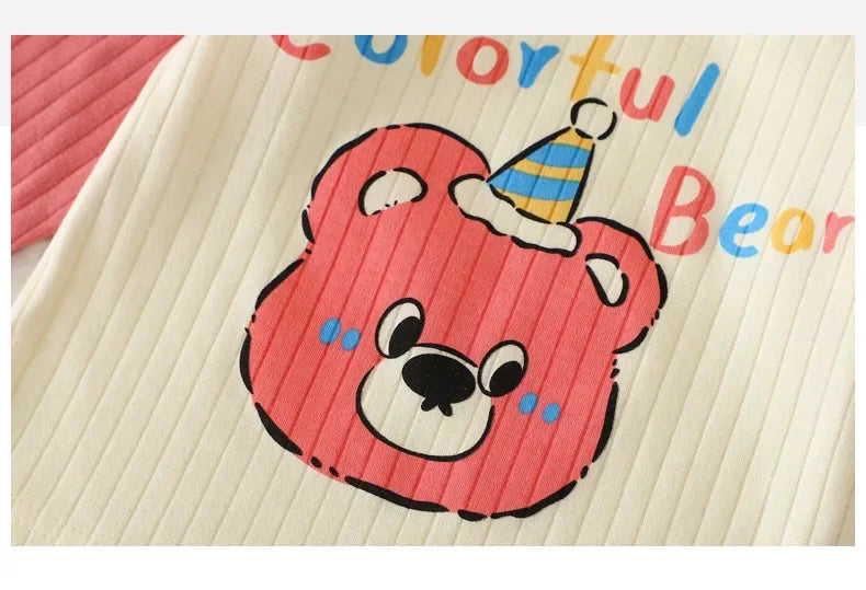 New Baby Boys Girls Warm Pajamas Kids Cute Cartoon Animal O-neck T-Shirt Tops + Pants Pyjamas Autumn Underwear Clothing Sets