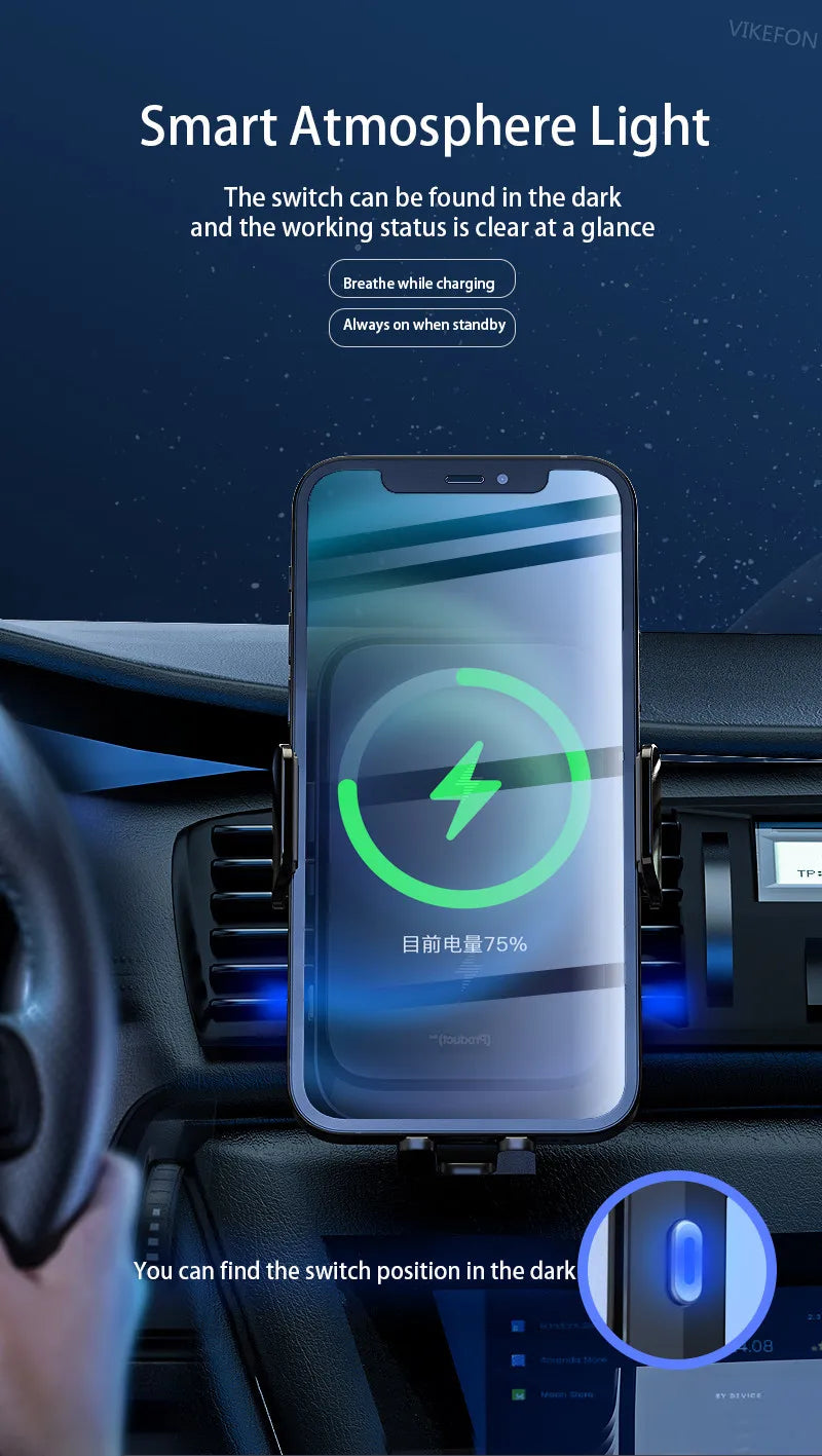 Wireless Car Charger Stand Automatic Fast Charging Station For iPhone 15 14 13 12 Samsung Z Flip Fold Xiaomi Phone Holder Mount