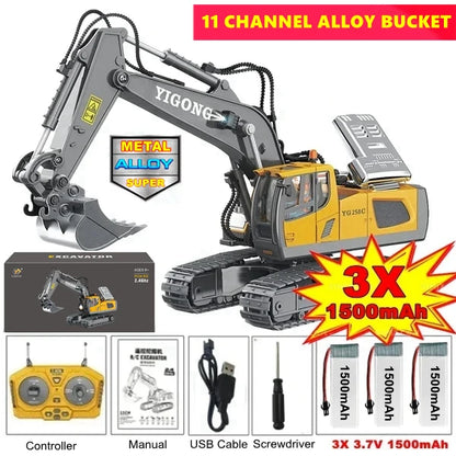 4WD Remote Control Excavator 4x4 Alloy Dump Truck Bulldozer Radio Model RC Car Construction Vehicle Toy Children Kids Gifts