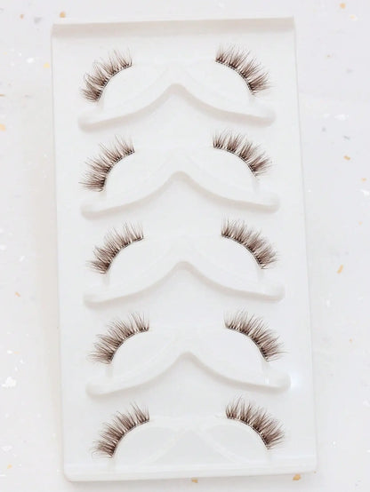 Christmas new 5 Pairs Brown Lashes 3D Mink  Natural Long False Eyelashes Dramatic Volume Fake Lashes Makeup Eyelash Extension