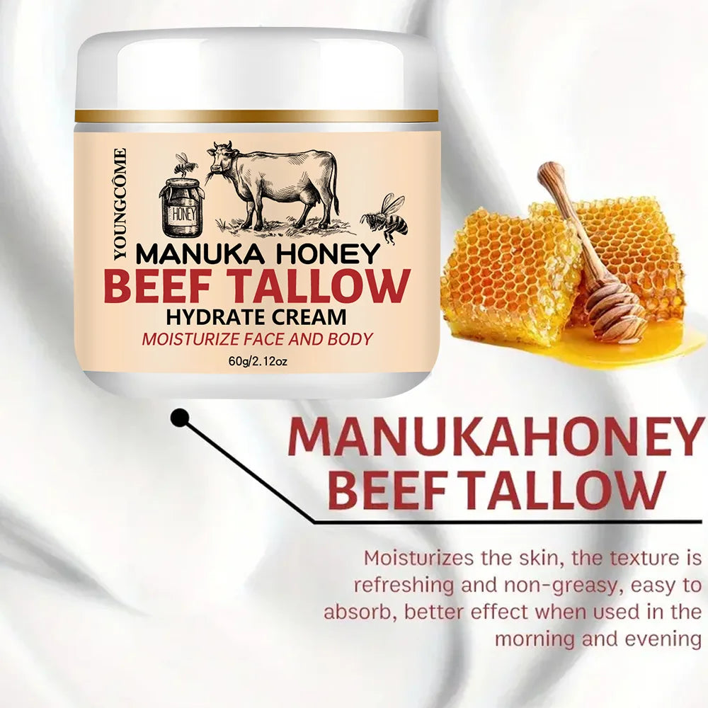 Manuka Honey Beef Tallow Face Cream Moisturiser Facial Anti Aging Skin Care Repair Fade Fine Line Wrinkle Remover Face Cream