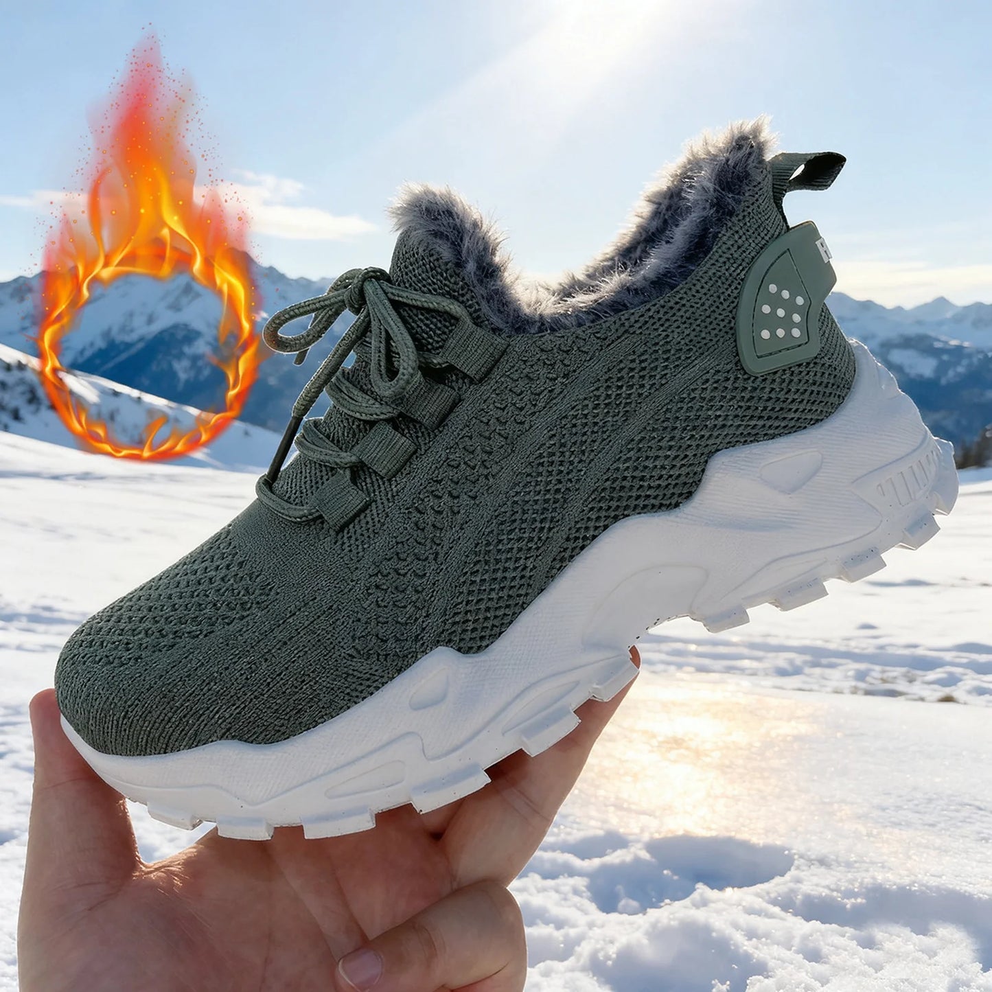 Sneakers Women's Winter Warm Sports Shoes Non Slip Soles Suitable for Cold Weather Outdoor Walking Sports Shoes Ladies Sneakers