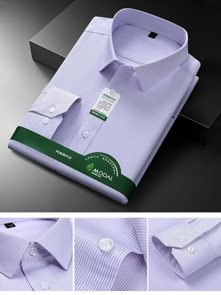 New Quality Anti-Wrinkle Men Shirt Long Sleeves Dress Shirts For Men Slim Fit Camisa Social Business Office White Shirt 5XL