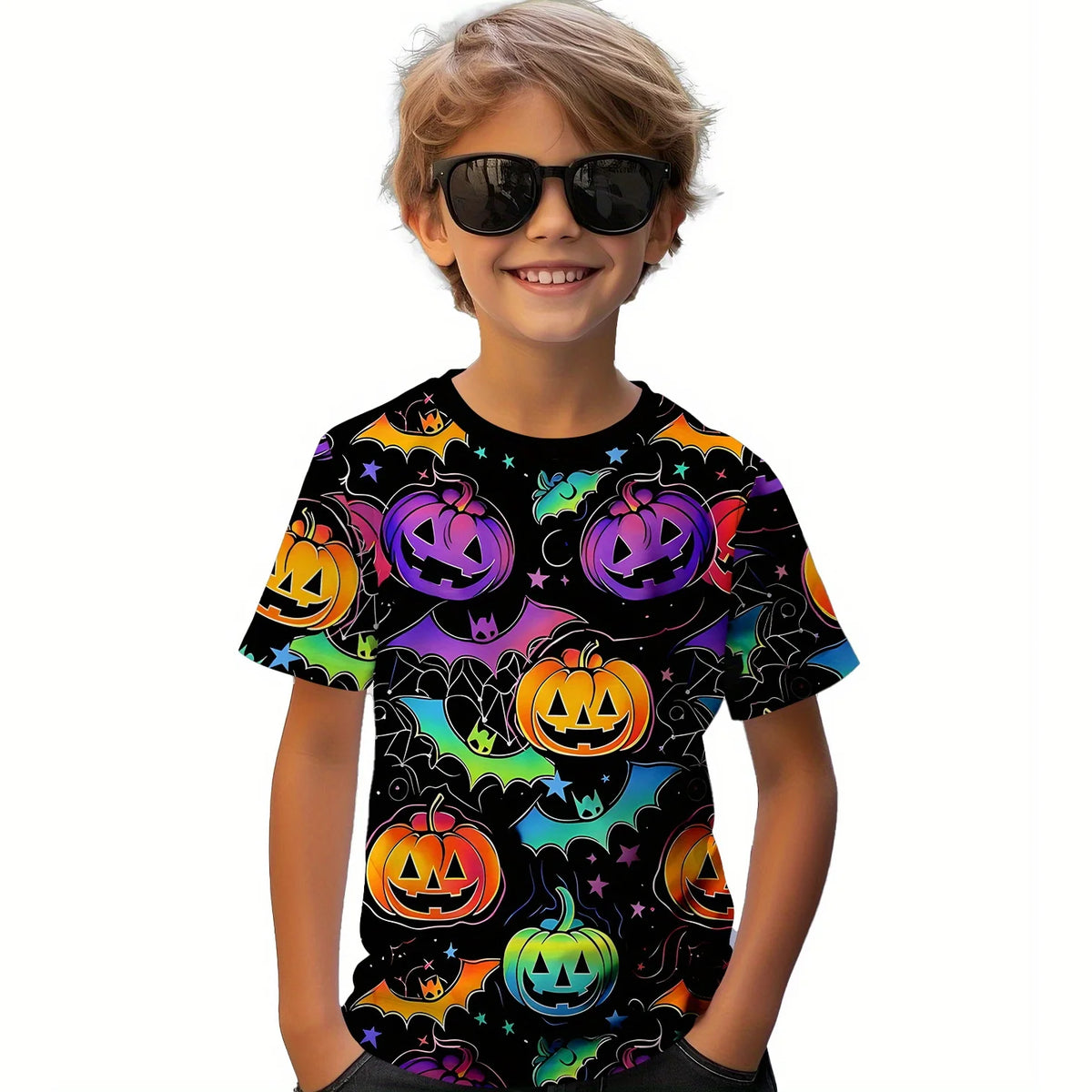 Girl Clothes Funny Terror Pumpkin Graphic T Shirt Boys Girls Halloween Short Sleeve Tops Tees 2-10Y Halloween Gift Party T-Shirt