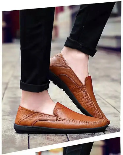 Shoes Men Leather Spring Loafers Slip on Business Casual Leather Shoes Classic Soft Moccasins Hombre Breathable Flats Shoes