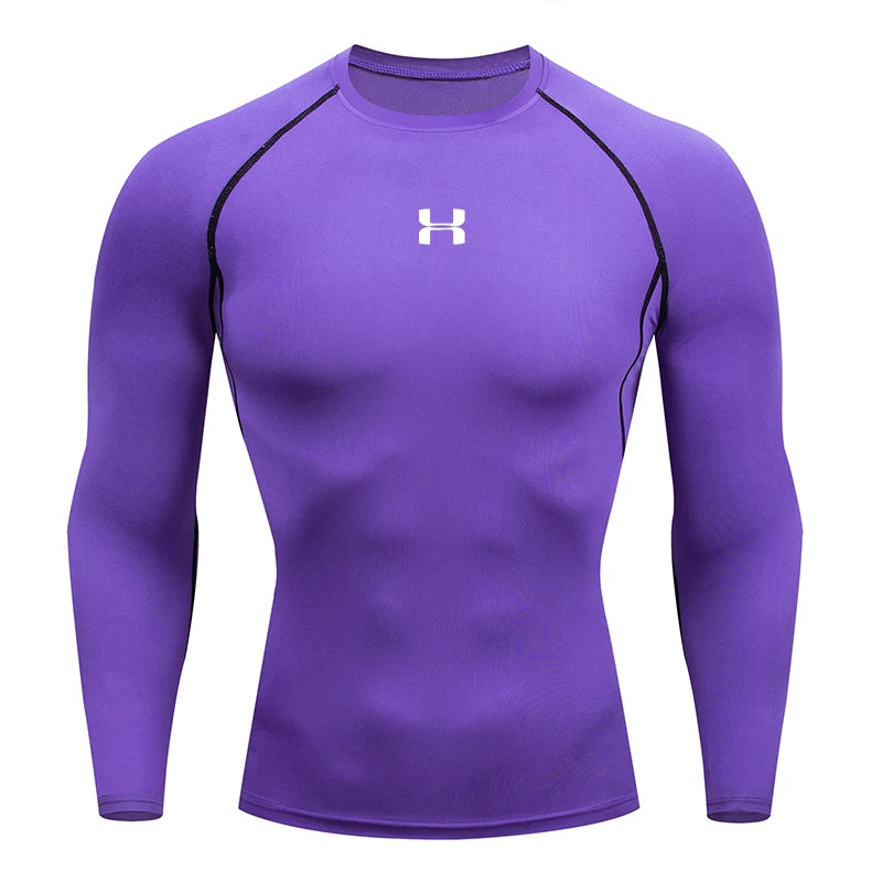 Men's Compression Long Sleeve Shirt Quick Dry Muscle Fit Athletic Top for Workout Training Bodybuilding Running Fitness Sports