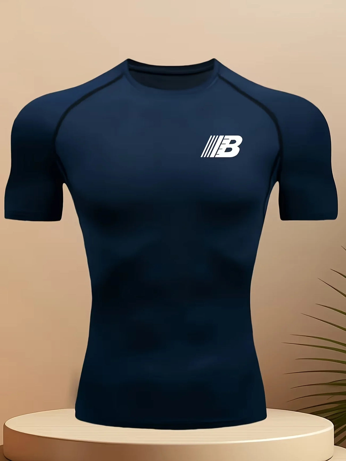 Men's compression running T-shirt fitness tight short sleeved T-shirt training jogging shirt gym sportswear quick drying