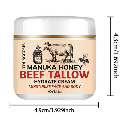 Manuka Honey Beef Tallow Face Cream Moisturiser Facial Anti Aging Skin Care Repair Fade Fine Line Wrinkle Remover Face Cream