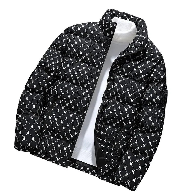 Autumn/Winter Fashion Trend Printed Large Size Coat Men's Casual Relaxed Comfortable High Quality Cotton-Padded Jacket