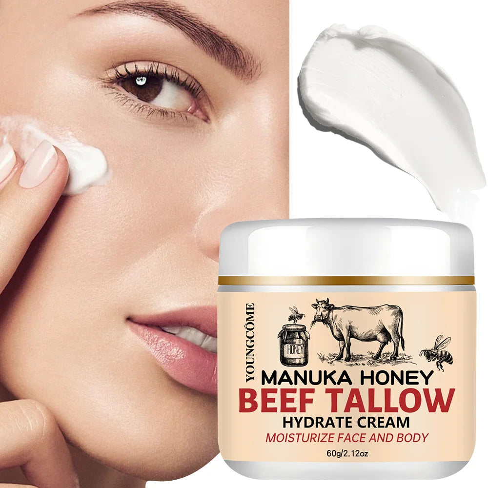 Manuka Honey Beef Tallow Face Cream Moisturiser Facial Anti Aging Skin Care Repair Fade Fine Line Wrinkle Remover Face Cream