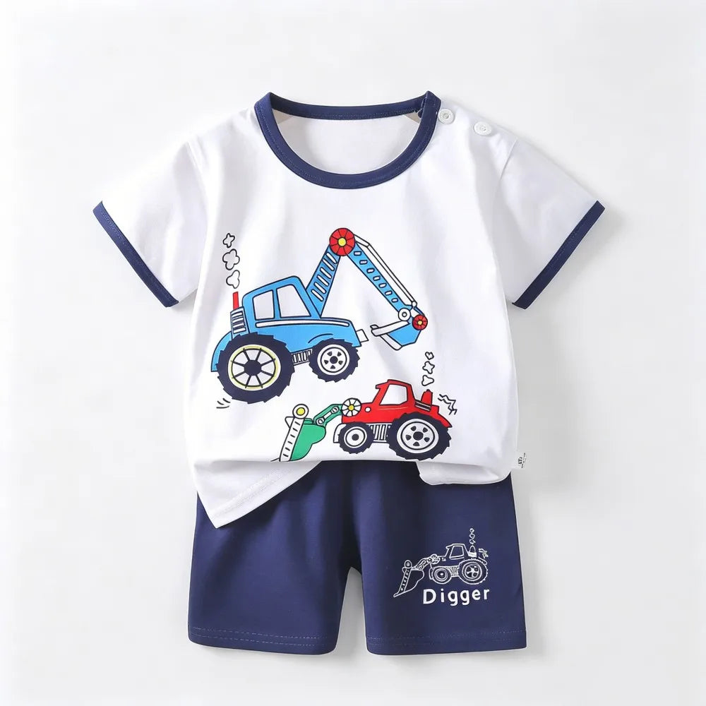 Kids Clothes Set Baby Boy/Girl T-Shirt + Shorts Summer Clothing Cotton Cartoon Casual Boys Tracksuit Children Baby Clothes Set