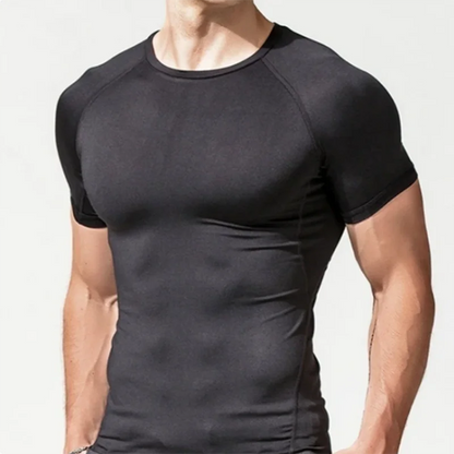 Men's compression running T-shirt fitness tight short sleeved T-shirt training jogging shirt gym sportswear quick drying