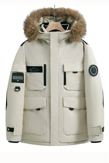 New Winter Down Jackets for Men Hoods and Fur Collars New High-quality Waterproof Windproof Down Coat for Men Women Warm Parkas