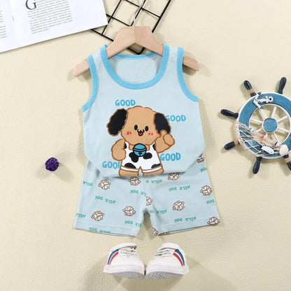 Fashion Kids Clothes Boys Girls Sets Top Shorts 2PCS 100% Cotton Soft Summer Children Baby Cloths T-shirt Shorts Toddler Suit