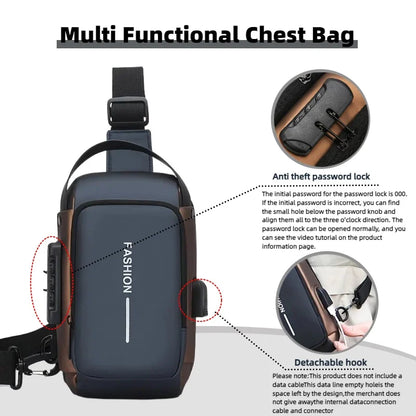 Stylish Men's Sling Bag - Durable Oxford Fabric, Crossbody Chest Pack with Phone Pocket, Zip Closure for Daily Commute