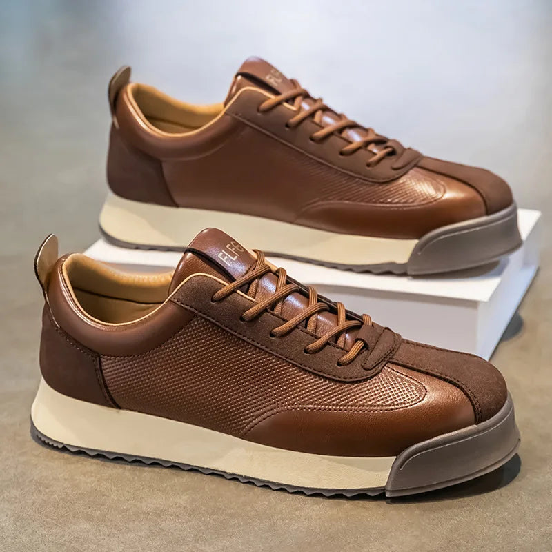 Mens Unique Skate Shoes Platform Comfort Black Casual Sneakers All-Match Thick Sole Design for Urban Street Style Versatile Wear