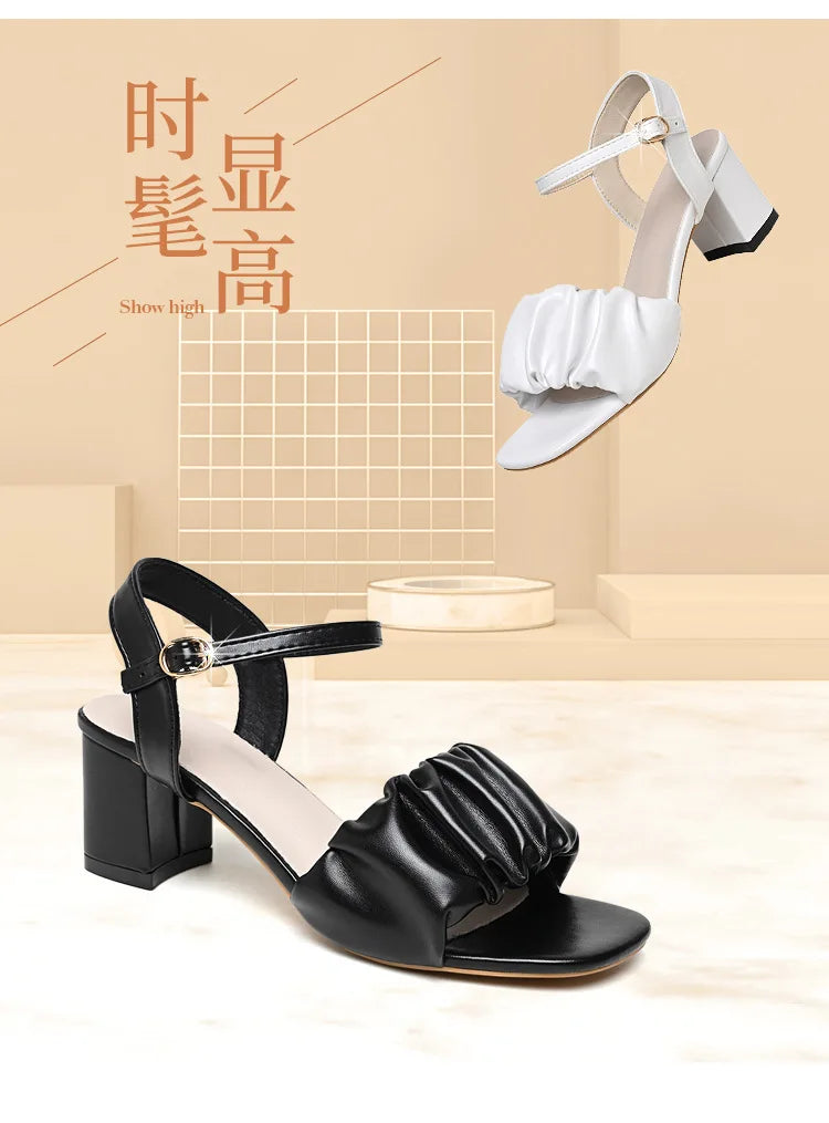 Size 35-42 New Fashion White High Heel Shoe Buckle Sandalias Grace Dress Female Designer Party Shoes 2024 Summer Women's Sandals