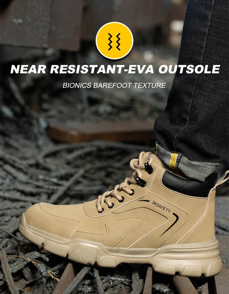 Men Steel Toe Safety Work Boots Indestructible Construction Safety Boots Puncture Proof Male Work Shoes Protective Footwear