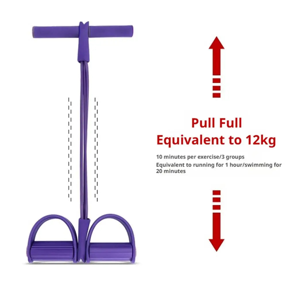 Fitness Resistance Bands-4 Tube Pedal Ankle Puller - Sit Up Leg Stretch Rope Exercise Bands , Stretching Workout Fitness Bands