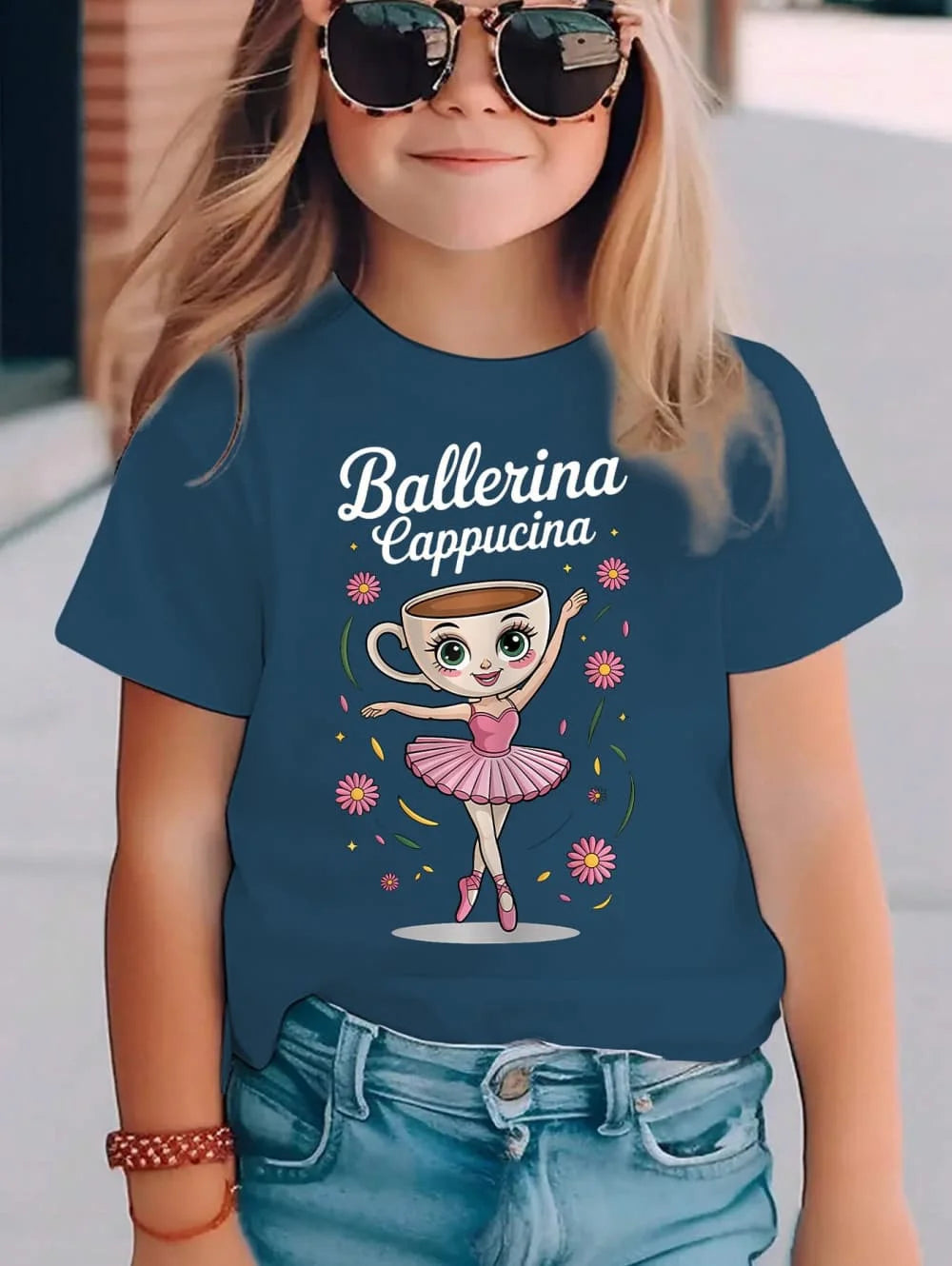 Italian Brainrot Cute Meme T-Shirt for Girls Clothes Ballerina Cappuccino Print Tee Tops Pink Summer Kawaii Outfits Streetwear