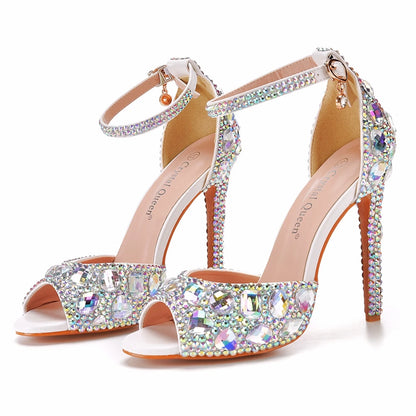New 11cm Fish Mouth High Heel Sandals with Shallow Mouth and Large Heel Sandals Platform Strap
