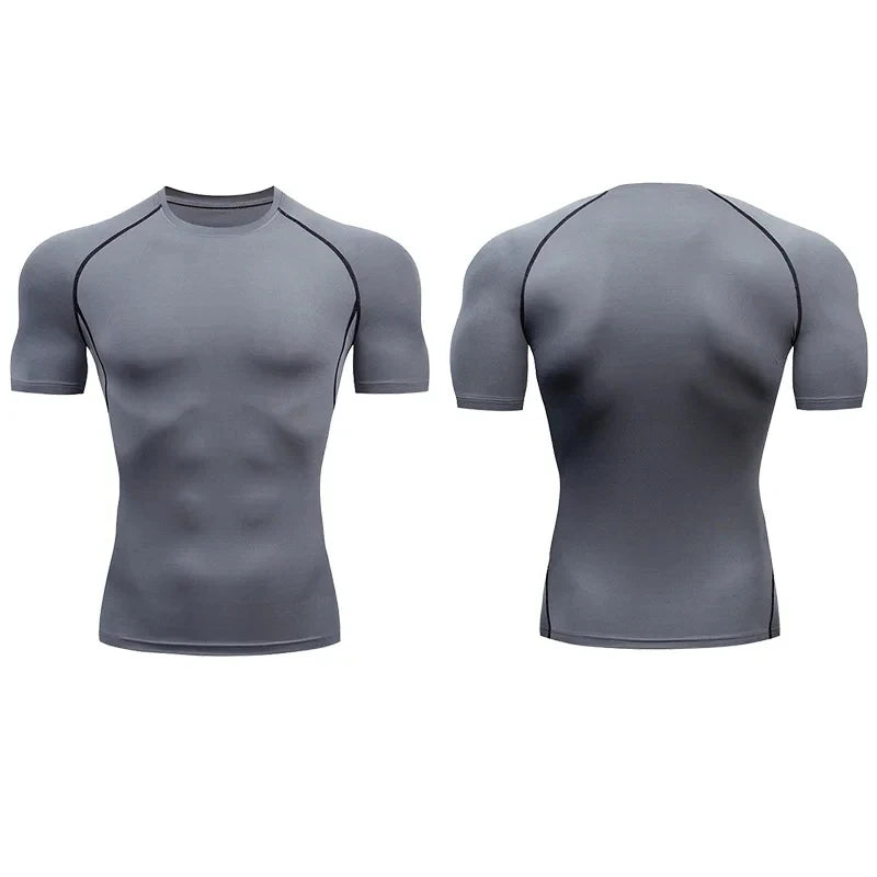 Men's Compression T-Shirt Summer Sportswear Running T shirt Elastic Quick Dry Sport Tops Tee Athletic Gym Workout T Shirts Men