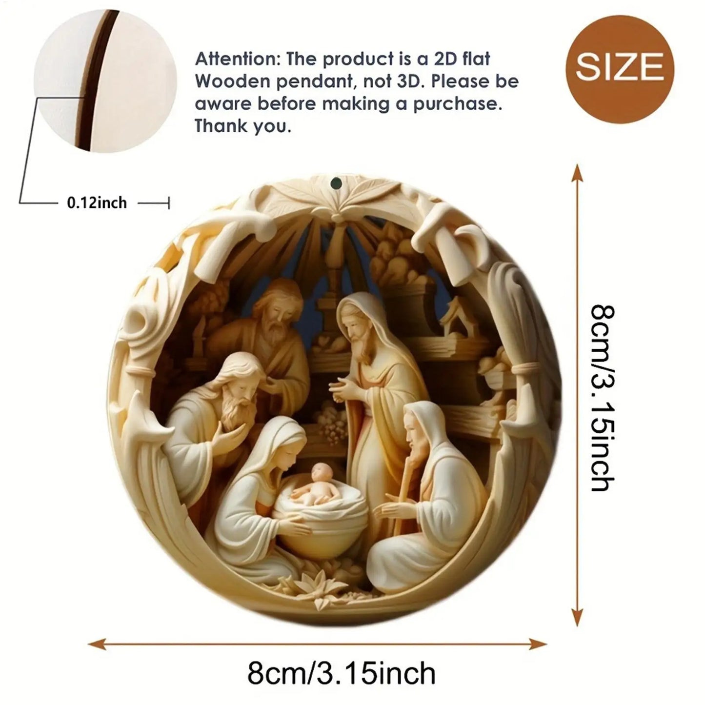 Christmas Nativity Ornament Christmas 2D Wooden Nativity Scene Pendant Christmas Tree Decor 2025 Xmas Navidad Party Supplies