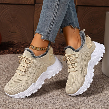 Sneakers Women's Winter Warm Sports Shoes Non Slip Soles Suitable for Cold Weather Outdoor Walking Sports Shoes Ladies Sneakers