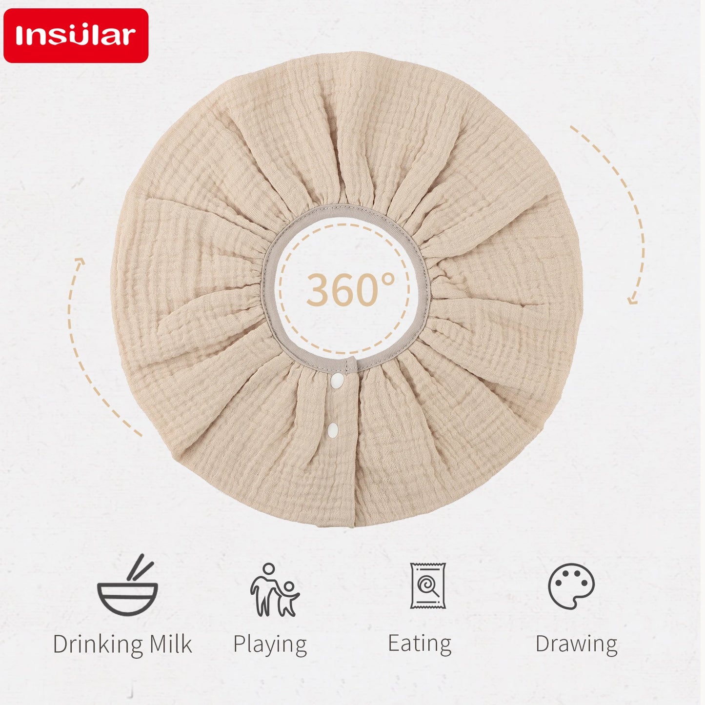 INSULAR 4 Layer Gauze Baby Bibs 100% Cotton Floral Burp Cloths Newborn Skin-friendly Absorbent Infant Towel Breathable 0-1Y