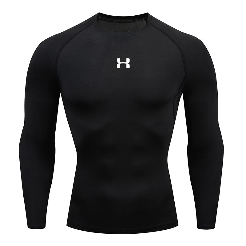 Men's Compression Long Sleeve Shirt Quick Dry Muscle Fit Athletic Top for Workout Training Bodybuilding Running Fitness Sports