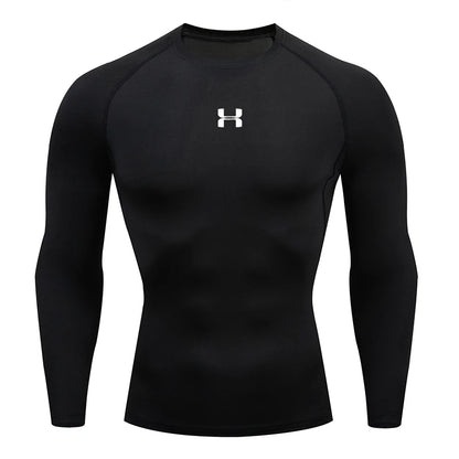 Men's Compression Long Sleeve Shirt Quick Dry Muscle Fit Athletic Top for Workout Training Bodybuilding Running Fitness Sports