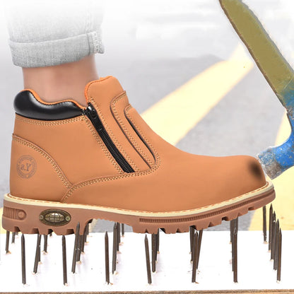 Anti Puncture Anti Smashing Work Boots Safety Steel Toe Shoes Men Waterproof Leather Boots Protective Shoes Safety Men Boots