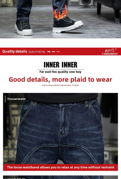 Spring Autumn Men's Jeans Luxury Fashion Plus Size 44 Boyfriend Streetwear Casual Harem Denim Jeans Pants Blue Designer Trousers