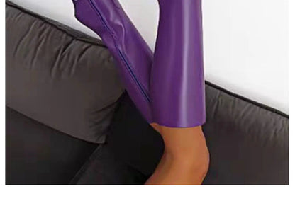 Arden Furtado Patent Leather Skinny boots Pointed toe Side zipper Super high heel Knee high boots Extra large size boots