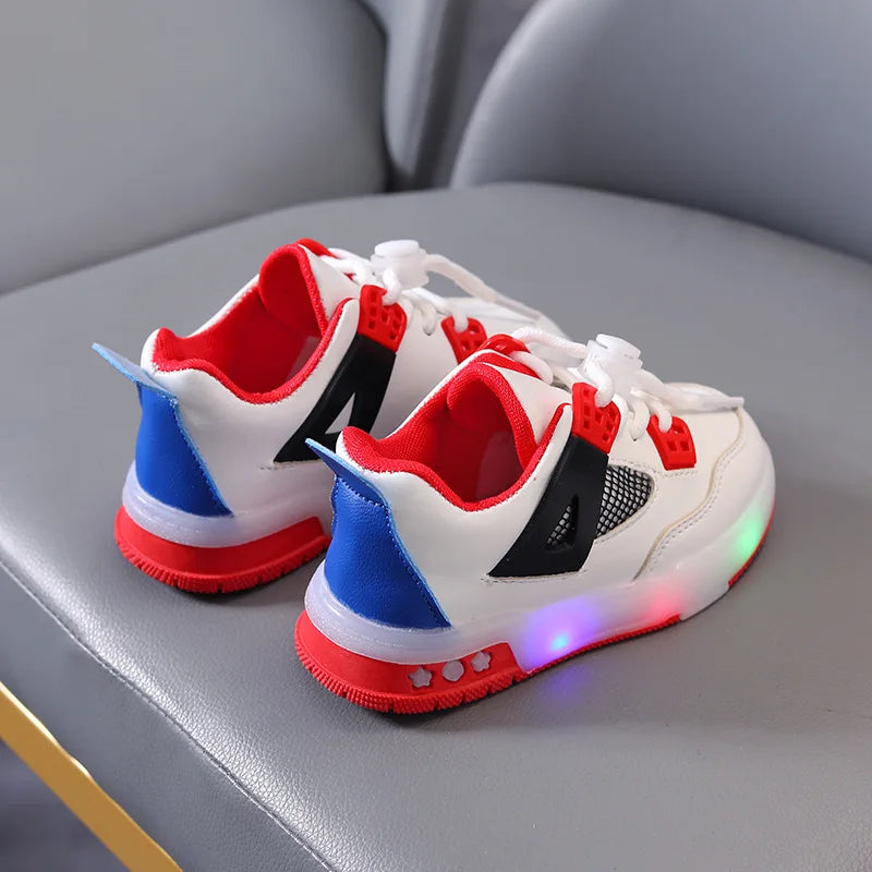New Kid Shoes Fashion Versatile Comfort Boys Sneakers Breathable Non Slip Simple Casual Shoe LED Lightweight Classic Girls Shoe