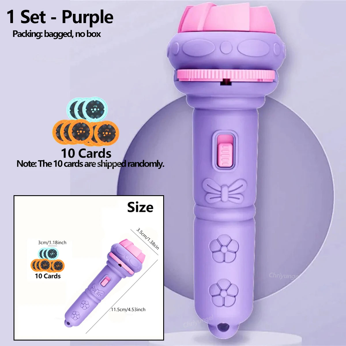 Kids Projector Flashlight with 10 Cards 80 Images Cartoon Night Light Projector Toy for Kids Bedtime Story Education Gift