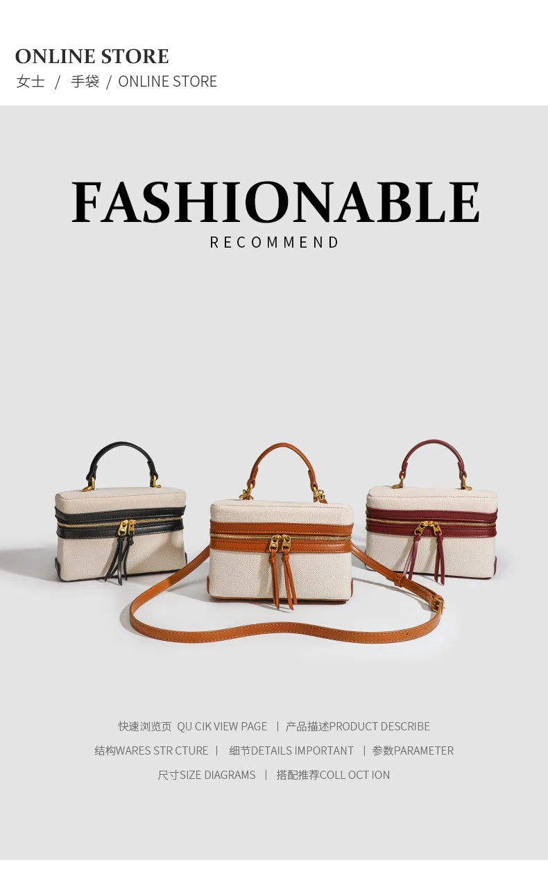 Fashion Box Women Handbags Designer Thick Canvas Shoulder Crossbody Bags Casual Spring And Summer Small Purses 2024 Bolso Mujer