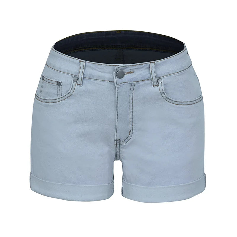 Denim Pant Women Mom Jeans Shorts Pants Bodycon High Waist Short Trousers Sexy Y2k Streetwear Elegant Splice Party Club Simple