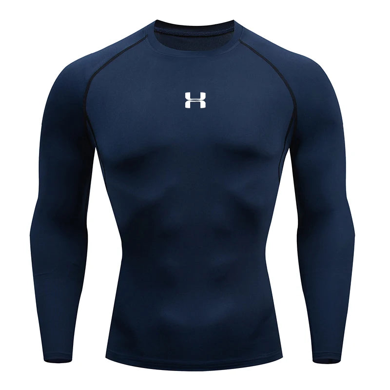 Men's Compression Long Sleeve Shirt Quick Dry Muscle Fit Athletic Top for Workout Training Bodybuilding Running Fitness Sports