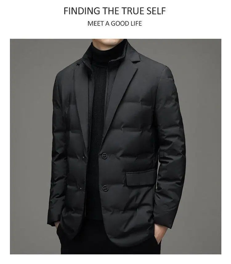 2025 High quality down jacket men winter business casual fashion handsome duck down medium long down jacket