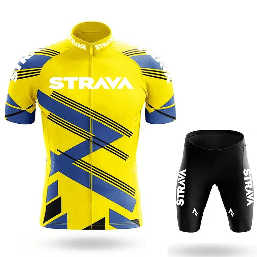 Strava Men's Cycling Outfit Bicycle Shorts Road Bike Sports Set Mountain Cycle Jersey Breathable Summer Clothing Pro Uniform