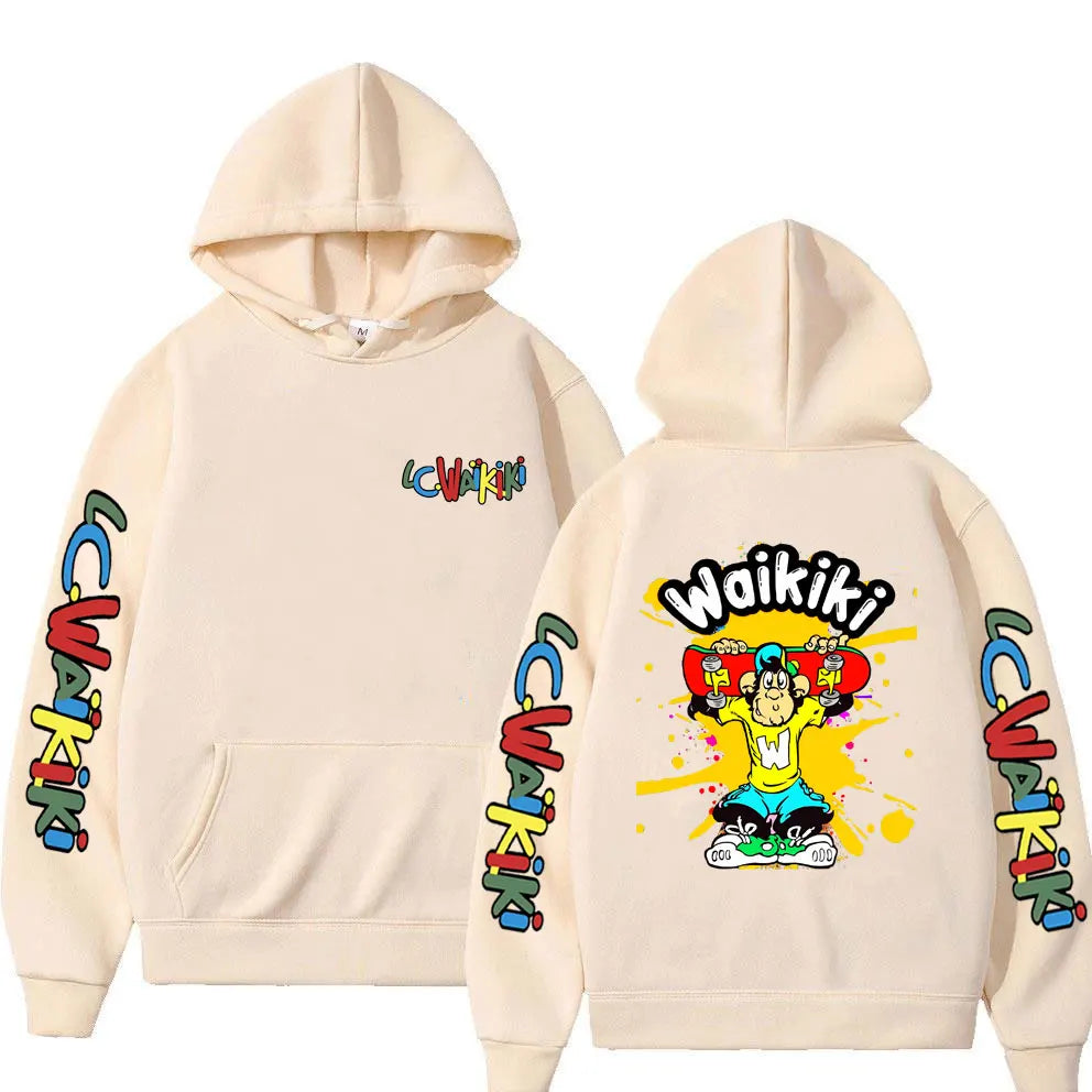 Funny Lc Waikiki Monkey Graphic Hoodie Men Women Casual Oversized Hooded Sweatshirt Men's Fashion Cartoon Pullover Hoodies Tops