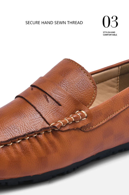 Men Shoes Casual Leather Mens Loafers Moccasins Designer Slip on Boat Shoes High Quality Chaussure Homme Plus Size 38-47