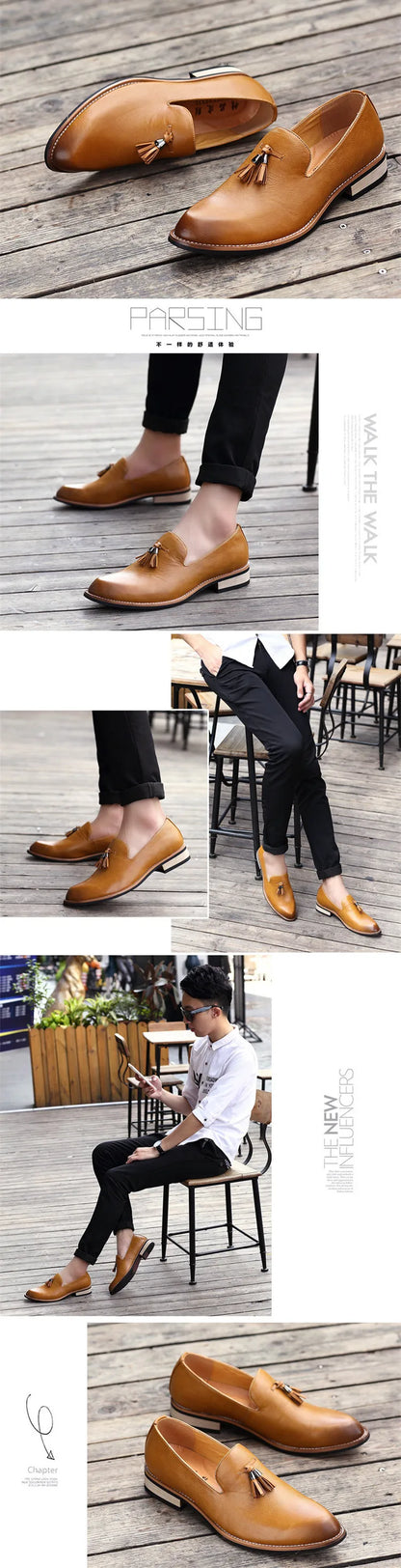 Luxury Men Leather Loafers Designer Tassels Brogue Shoes Male Wedding Shoes Fashion High Quality Men Casual Shoes Big Size 38-46