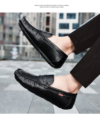 Men Shoes Casual Leather Mens Loafers Moccasins Designer Slip on Boat Shoes High Quality Chaussure Homme Plus Size 38-47