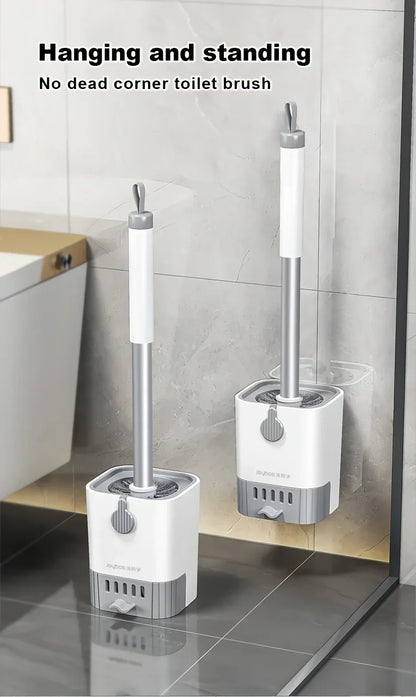 Toilet Brush Set With Holder, Wall Mounted Long Handle Toilet Brush Flexible Toilet Brush Bathroom Brush Cleaning Tools